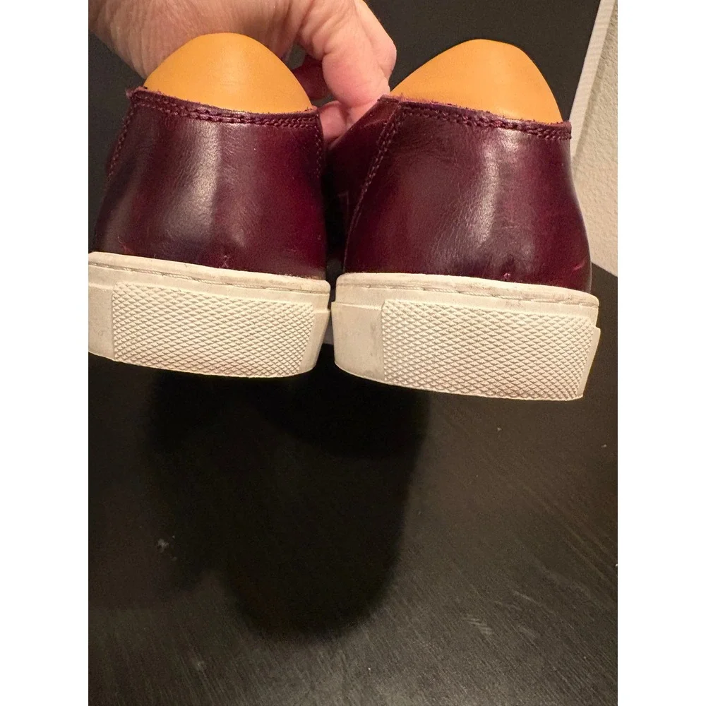 Modern Fiction Homme Mens Sneakers‎ Leather 10.5 Burgundy Low Top Contrast Heel